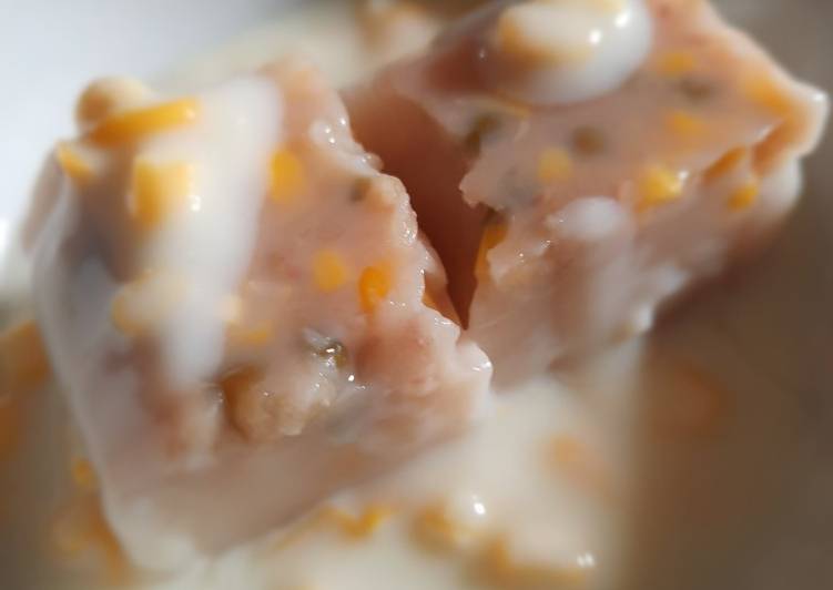 Langkah Mudah untuk mengolah Puding susu nutrijel dgn kacang hijau dan jagung manis yang nikmat