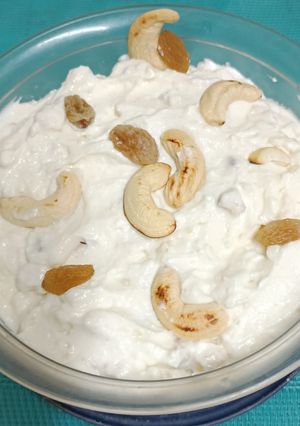 A picture of Kaju Draksh Shrikhand With A Hint Of Vanilla.