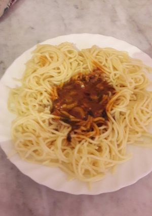 صورة لوصفة سباغيتي بصلصة