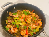 Quick pan baked prawns & glass noodles
