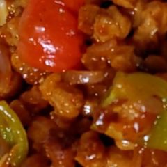 A picture of Soya chunks Manchurian.