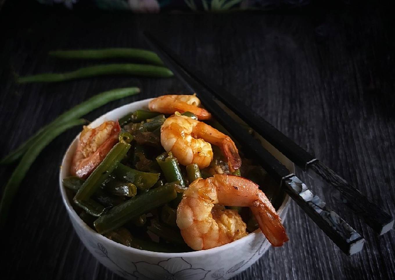 Tumis Buncis Udang || Fagiolini con Gamberi Saltati in Padella