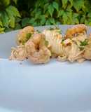 Tallarines con camarones en salsa de chipotle