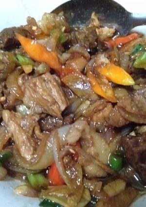 Foto resep Oseng sapi pedas