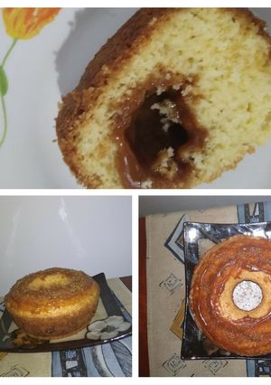Una foto de Budín relleno de dulce de leche