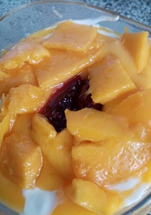 Foto principal de Mango con mermelada de frambuesas