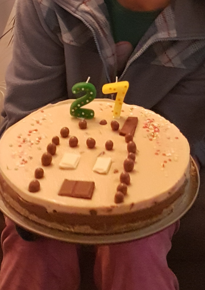 Una foto de Tarta de tres chocolates