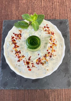 A picture of Cucumber Mint Raita.