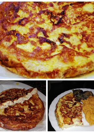 Una foto de Omellette rápido picantito, con puré de zapallo