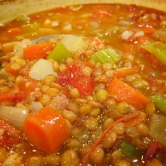 A picture of Dump & Simmer Lentil Soup with Bacon.