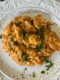 Risotto con camarones