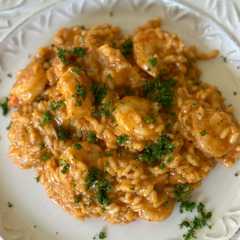 Una foto de Risotto con camarones