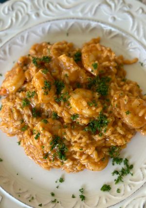 Una foto de Risotto con camarones