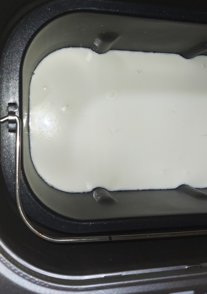 Una foto de Yogurt natural casero en panificadora Lidl. Para hacer queso crema. Paso 1