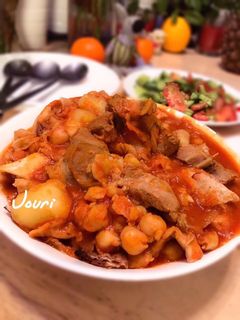 صورة لوصفة تشريب حمص ولحم