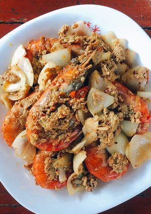 รูปของ กุ้งแม่น้ำผัดผงกะหรี่