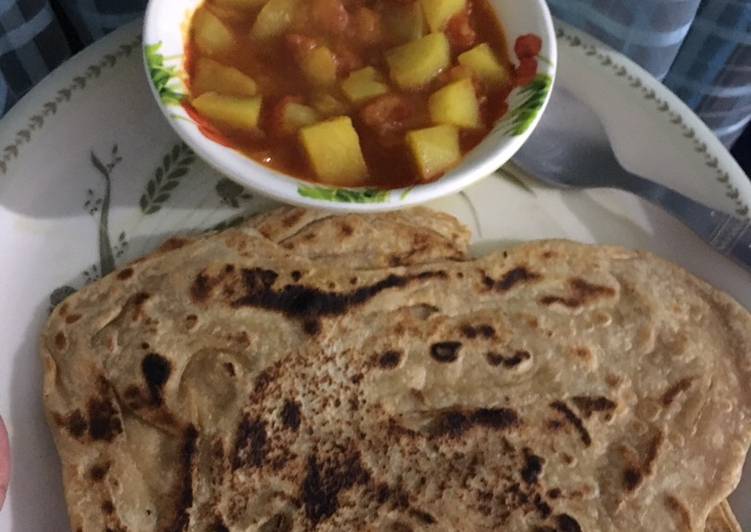 Simple Way to Make Any-night-of-the-week Aloo tomato with parantha