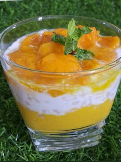 A picture of Mango-Sago-Coconut Milk Shake.