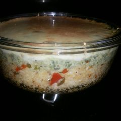 A picture of Corn spinach baked rice.