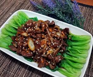 Resep Populer Pokchoi with Daging Saus Tiram Enak Sederhana