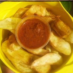 Fried sweet potatoes A picture of Fried sweet potatoes.