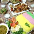 رز ملون مع شيش طاووئ