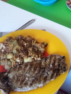 Una foto de Lentejas con berenjenas con toque caramelizado