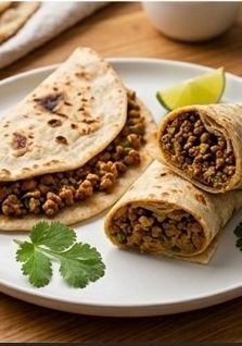 A picture of Slow-Rested Beef Flatbread Wraps with Spiced Filling.