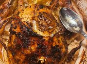 A picture of beer can chicken