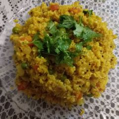 A picture of Jau Dalia veggies khichadi (barley veg pulav).