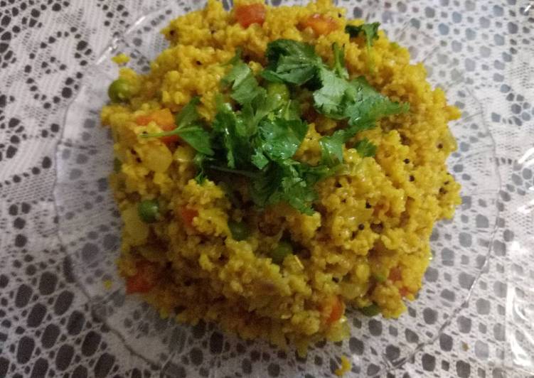 Recipe of Homemade Jau Dalia veggies khichadi (barley veg pulav)