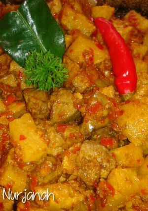 Foto resep Sambal goreng kentang hati ayam (pedas)