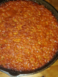 A picture of Mom's Baked Beans.