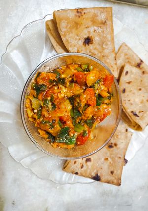 લીલી ડુંગળી અને રીંગણા નો ઓળો (Lili dungli-ringan no oro recipe in Gujarati) રેસીપી મુખ્ય ફોટો