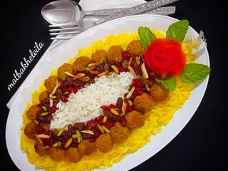 مرصع پلو با گوشت قلقلی