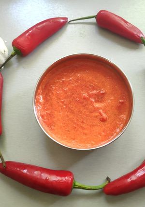 A picture of Fresh Red Chilli Chutney 🌶️.