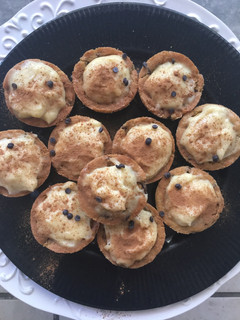A picture of Mini chocolate chip milk tarts.