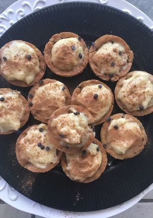 A picture of Mini chocolate chip milk tarts.