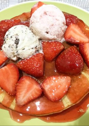 Foto resep Pancake Strawberry (Teflon)