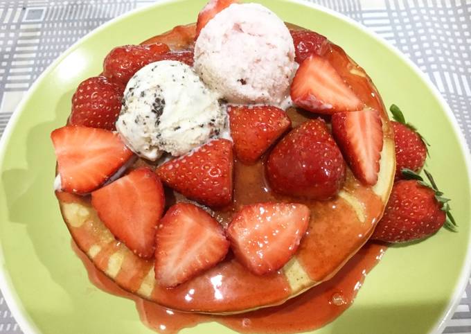 Tutorial Masakan Resep Pancake Strawberry (Teflon)