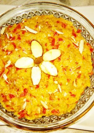 A picture of Falahari Carrot & Sweet Potato Halwa.