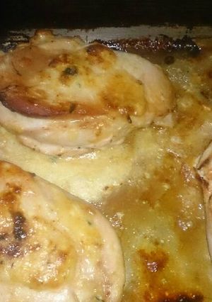 Una foto de Pechugas de pollo rellenas de panceta y quesos
