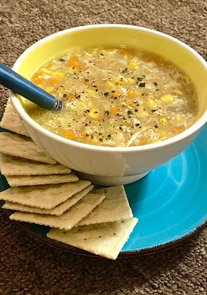 A picture of Chicken-corn soup.
