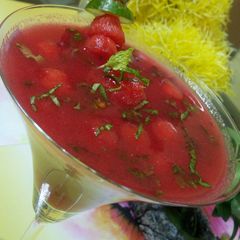 Watermelon gazpacho soup A picture of Watermelon gazpacho soup.