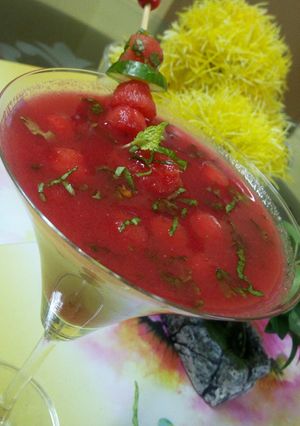 A picture of Watermelon gazpacho soup.