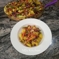 A picture of Creamy blaukraut baked sweet potatoes.