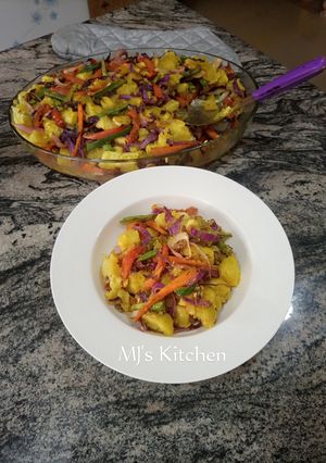 A picture of Creamy blaukraut baked sweet potatoes.