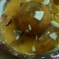A picture of Mango Dip with Paneer Balls.