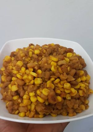 A picture of Adalu beans and corn.