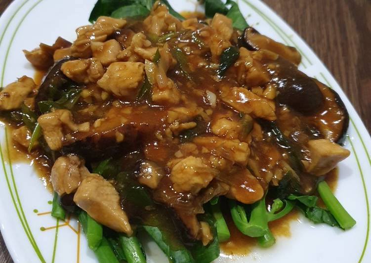 Kailan ayam jamur saus tiram